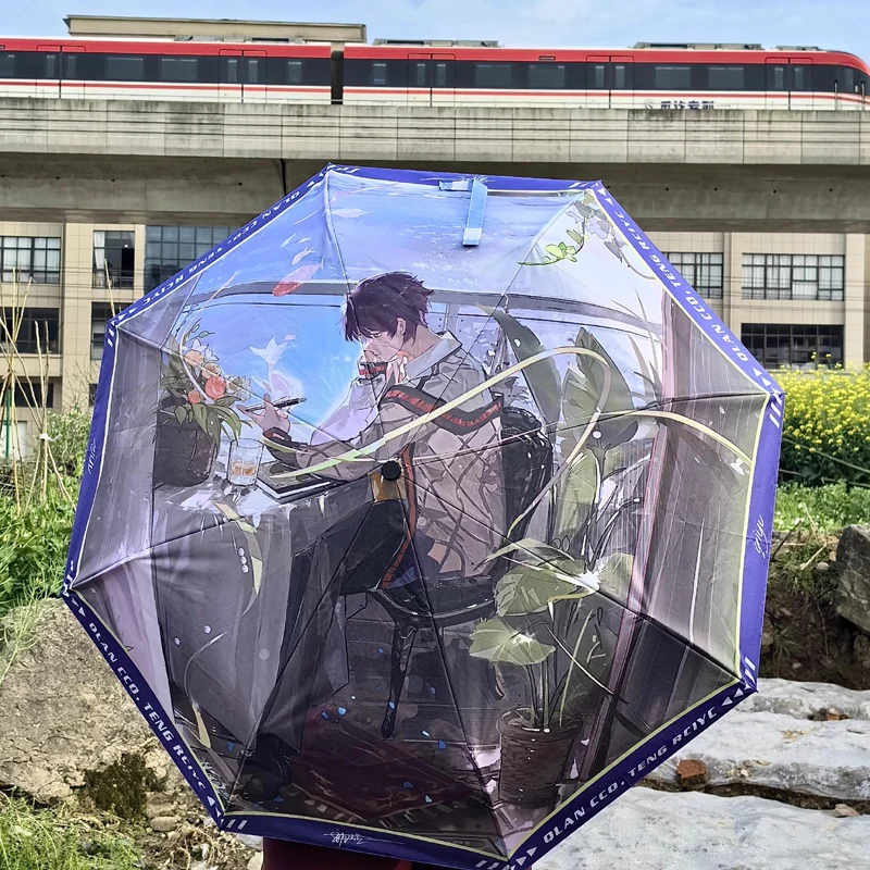 Love and Deepspace Xavier cosplay qiyu Umbrella Folding Automatic Anti UV Rain Sun Umbrella Portable Windproof Parasol Umbrella