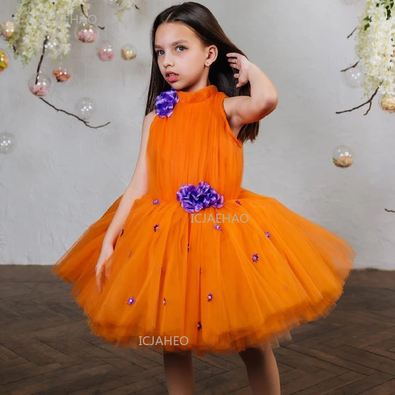 Party Dresses Girls Halter Neck Princess Party Dress Evening Gown Birthday Formal Host Pageant Show Piano Recital Performance