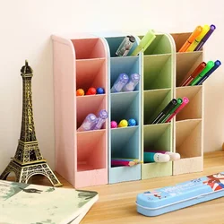 Vertical Wheat Straw 4 Grids Desktop Storage Box Nordic Style Pen Pencil Holder Multifunctional Cosmetic Drawer Organizer