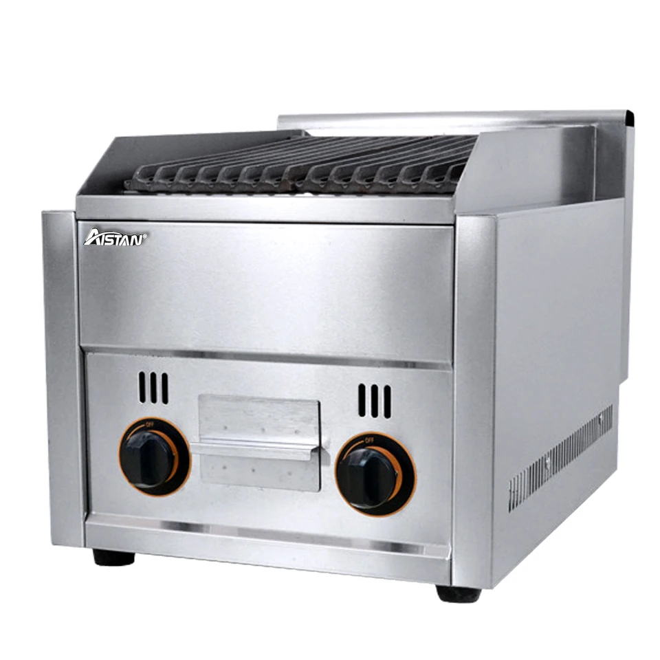 

FY977 Commercial Lava Rock Grill In Stainless Steel - BBQ Equipment Compatible With LPG Gas