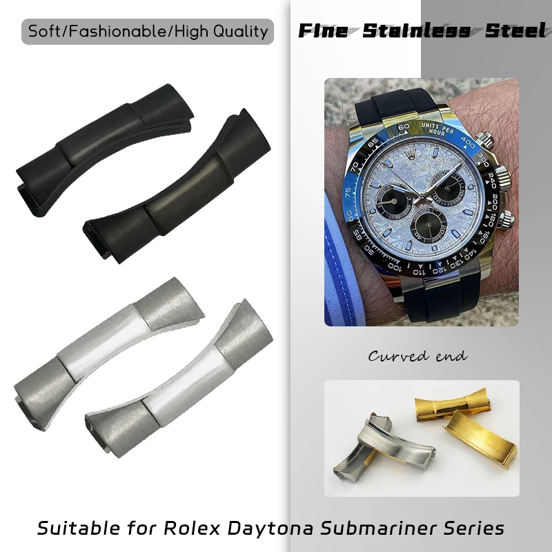 

20mm 21mm Curved End Solid Metal Link Watch Strap Accessories for Rolex New Submariner Hulk Daytona GMT Master II Tools