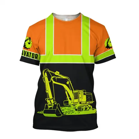 New Excavator Worker T-Shirts 3D Print Men Women Excavator Operator Short Sleeve O-Neck T Shirt Tops Harajuku Tees Man Clothing