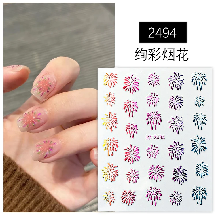 3D Laser Gold Regen blasen Farben Feuerwerk Nail Art Aufkleber Kleber Schieber Nagel Aufkleber Dekoration Maniküre Zubehör