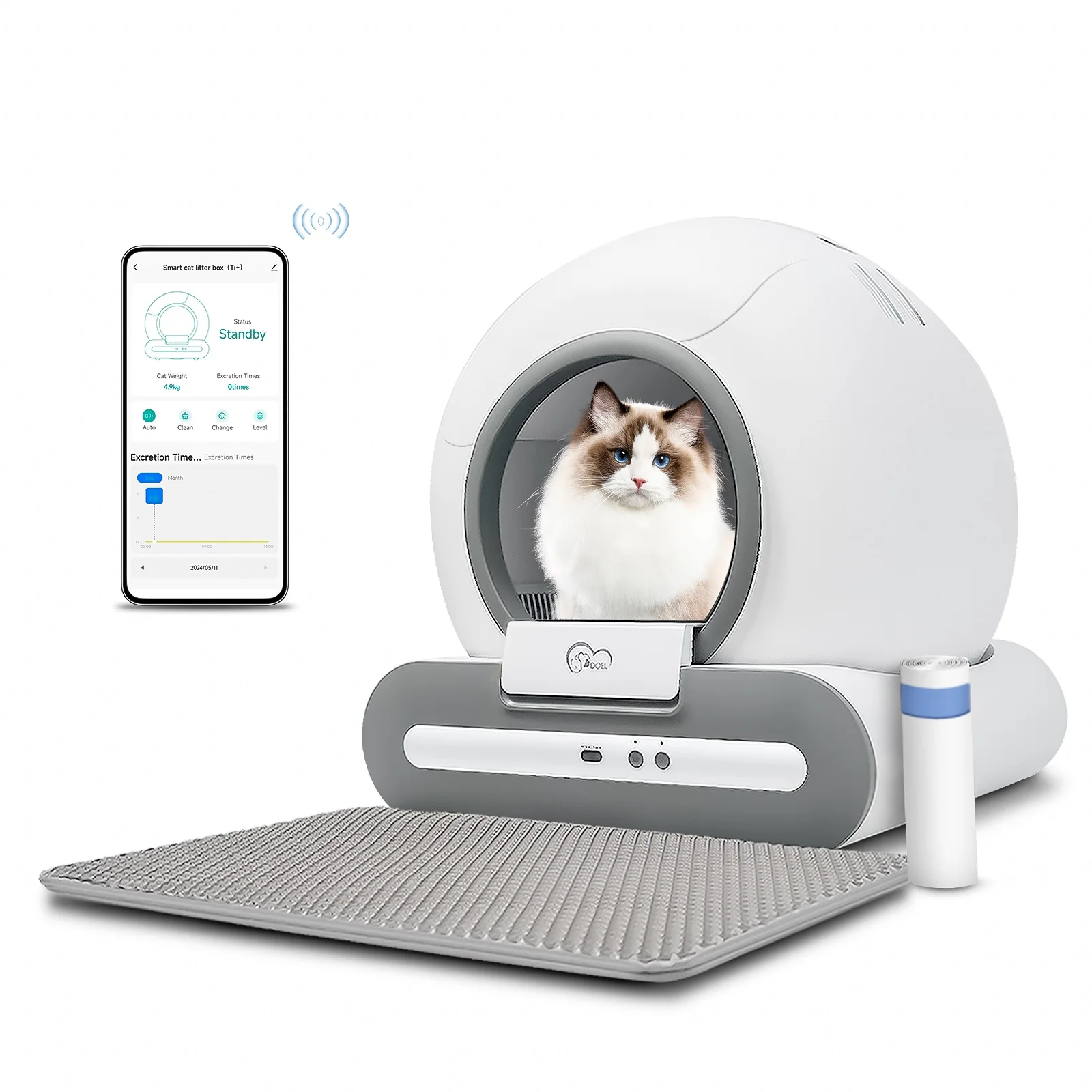 DOEL Automatic Cat Litter Box Self Cleaning with App Control & Cat Litter Mat Smart Cat Toilet for Multiple Large Cats 1