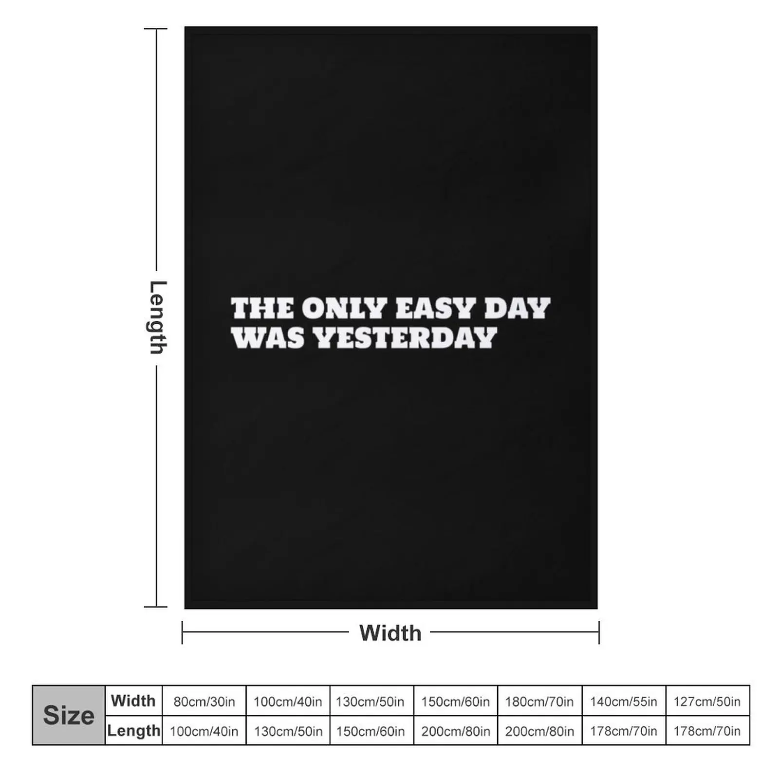 THE ONLY EASY DAY WAS YESTERDAY WHITE TEXT SHIRT Throw Blanket Shaggy Cute Plaid Thins Blankets