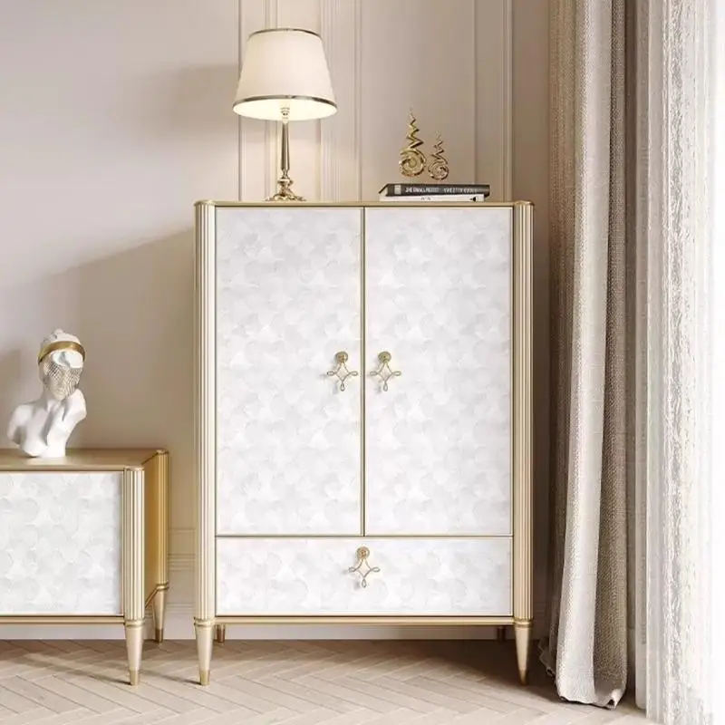 

American light luxury high-end locker TV cabinet combination simple storage bookshelf solid wood double door wall storage cabine