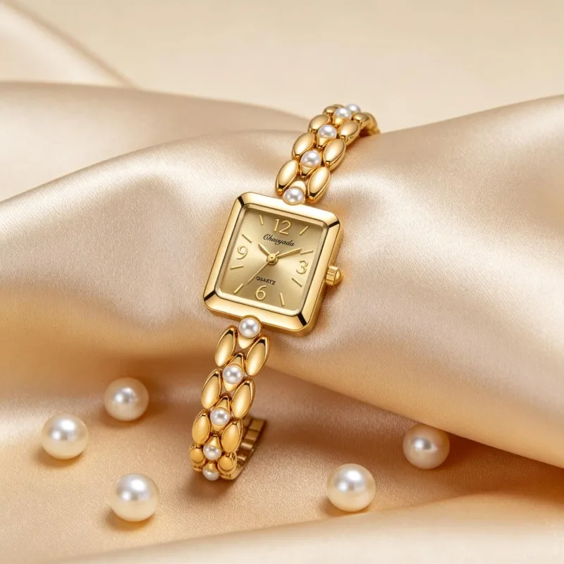 

Элитные винтажные женские часы с золотым браслетом и бриллиантами, кварцевые наручные часы, модные женские часы от ведущего бренда, подарок, Reloj