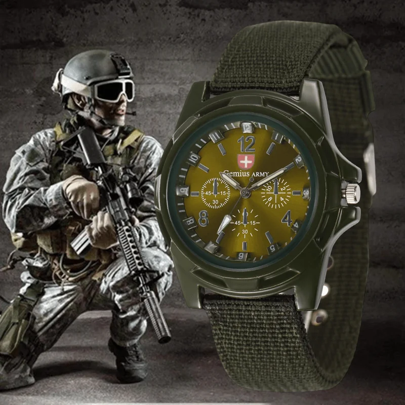 Men Military Watches Fashion Sport Alloy Case Quartz Wristwatch for Men Casual Nylon Band Male Clock Watch Relogio Hombre