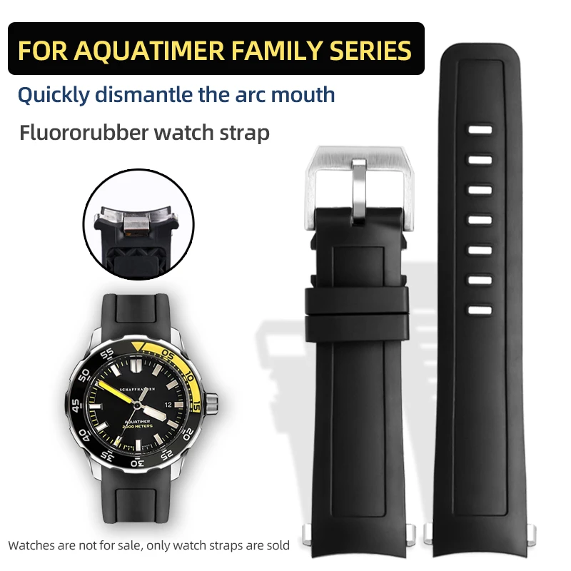 

High quality FKM rubber strap for IWC Aquatimer Family IW356802 IW376705 376711 Watch Strap men's quick detachable bracelet 22mm