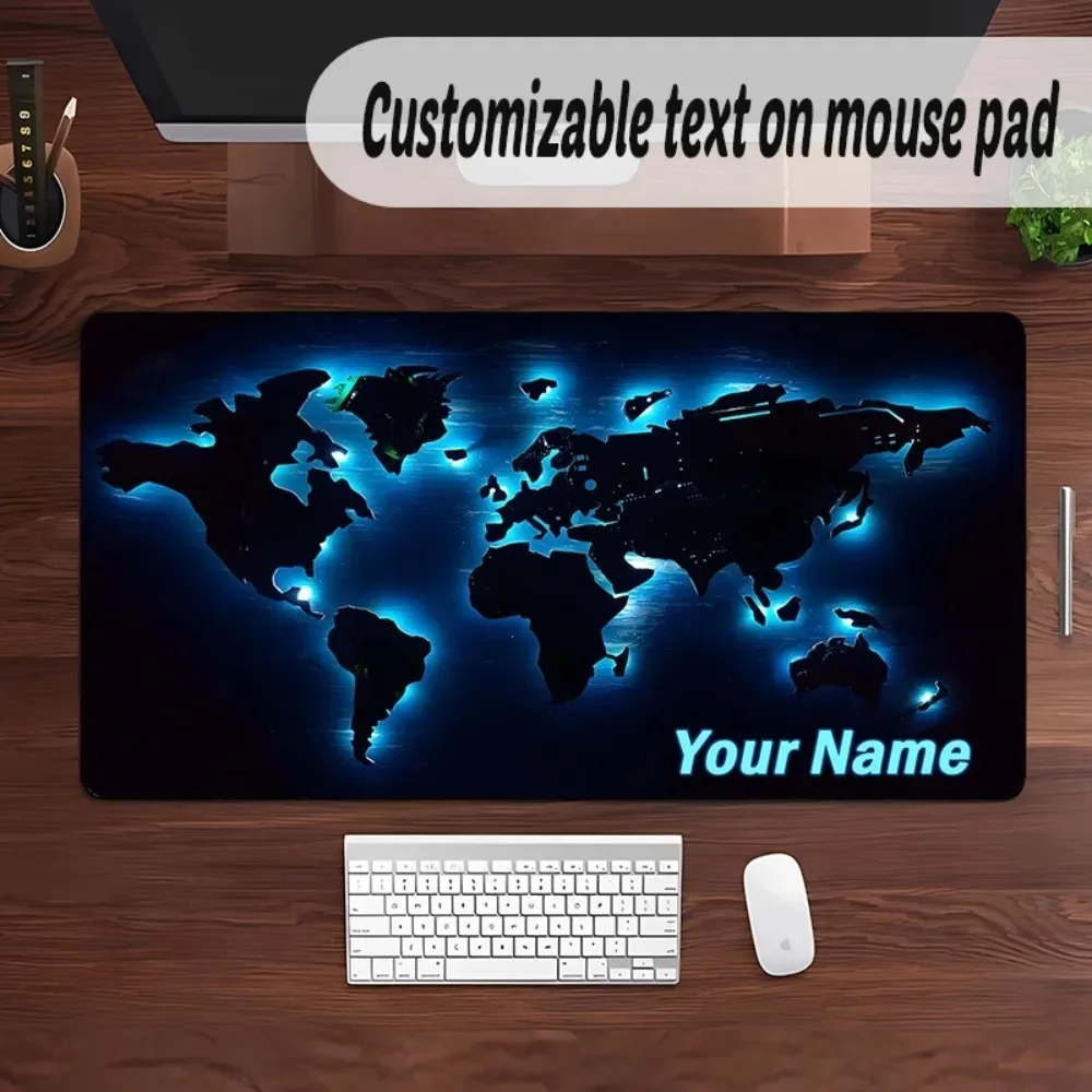 CIFbuy Multi‑Sizes World Map Personalized Mouse Pad, Custom Name Anti‑Slip Rubber for Daily Gaming Office Use