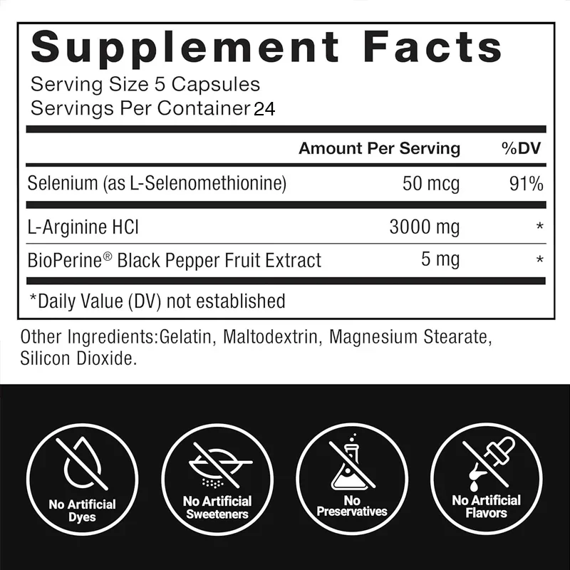 L-Arginine 3000MG - Enhancers Increase Muscle Strength, Promote Blood Circulation, Pumps, Energy and Endurance