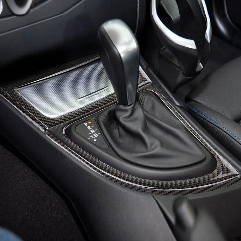 

4pcs LHD/RHD Car Interior Soft Carbon Fiber Gear Shift Panel Frame Cover Trim For BMW 1 Series E81 E82 E87 E88 2008-2013