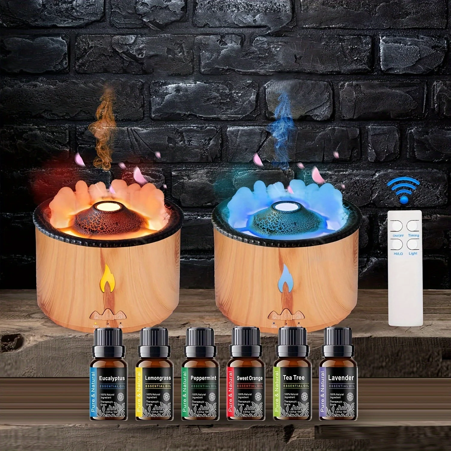 Diffuser Aromatherapy Diffusers, Volcano, Oil, 10.14oz Essential And Mosdes And Humidifier Essential Oil 2Mist Air Flame Include