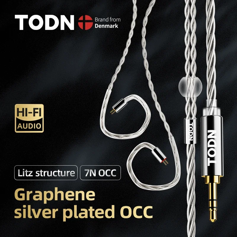 TODN HiFi Audio earphone cable 4 Core Graphene silver plated OCC iem Cable MMCX 2Pin 4.4mm 3.5mm aux jack Litz coaxial structure