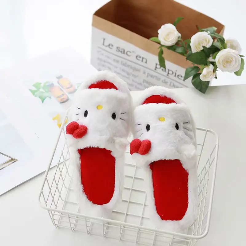 Kawaii Girl Slippers Indoor Home Shoes Ladies Flat Japanese Style Shoes Non-slip Furry Fur Women Shoes Open Toes Casual