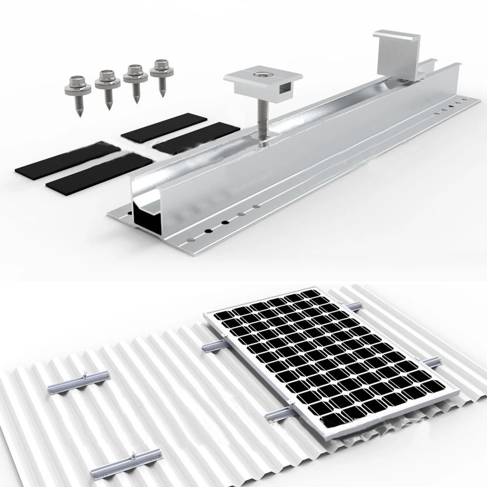 1Set Solar Mounting Rails Indoor/outdoor Bracket Irrigation for mini Rail Aluminum Alloy Silver Aluminum Aquaculture