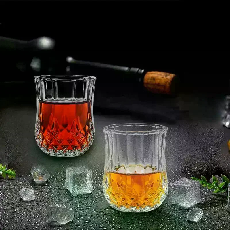 6Pcs 90ml Cup Diamond Cup Plastic European Retro Wine Cup One Mouth Cup Creative Vertical Pattern Cup
