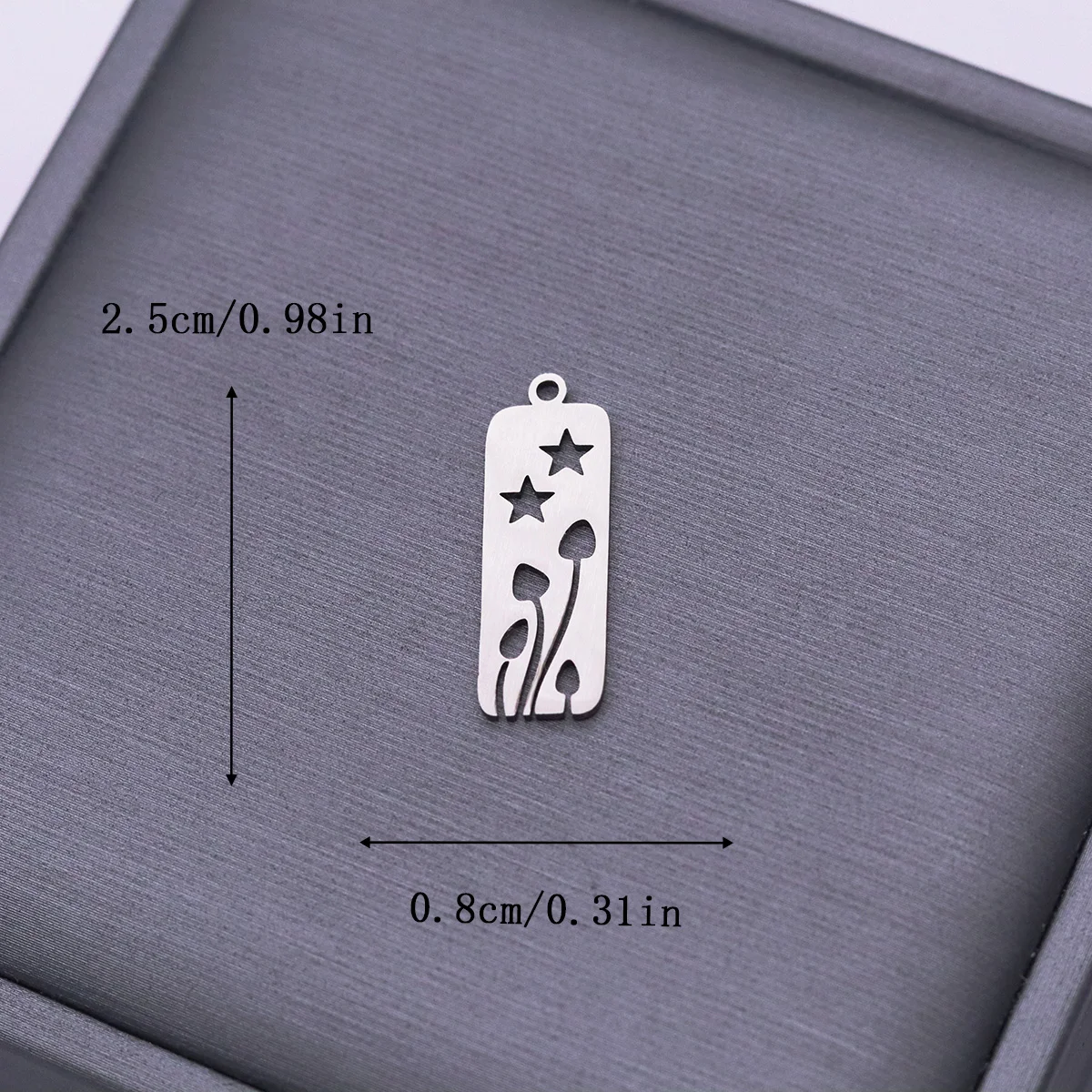 3pcs Star Mushroom Charms Stainless Steel Hollow Rectangle Pendant for DIY Jewelry Making Earrings Necklace Craft Supplies