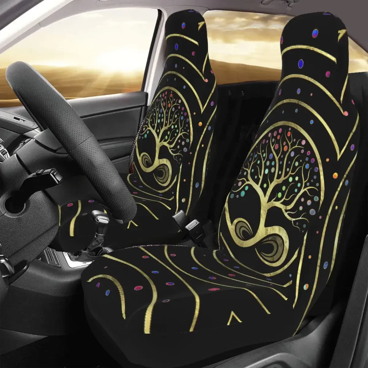 Tree Of Life - Funda para asiento coche en espiral infinita, impresión personalizada, accesorios protectors frontales universa