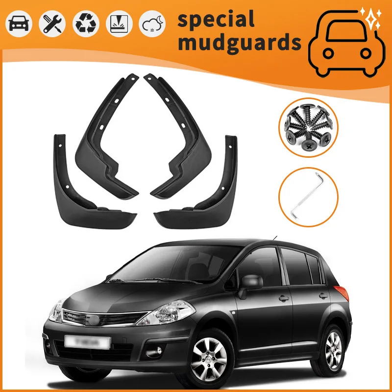 For the 04-14 Nissan Tiida Sylphy Y62 Mudguards Fender Mudflaps Front Rear Flares Splash Guards Cover Car Accessorie