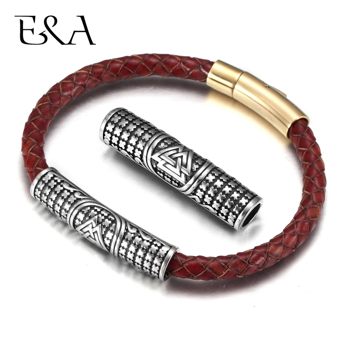 Stainless Steel Viking Tube Beads Hole fit 6mm Cord Slider Charm for Leather Bracelet Making Jewelry DIY Accessories