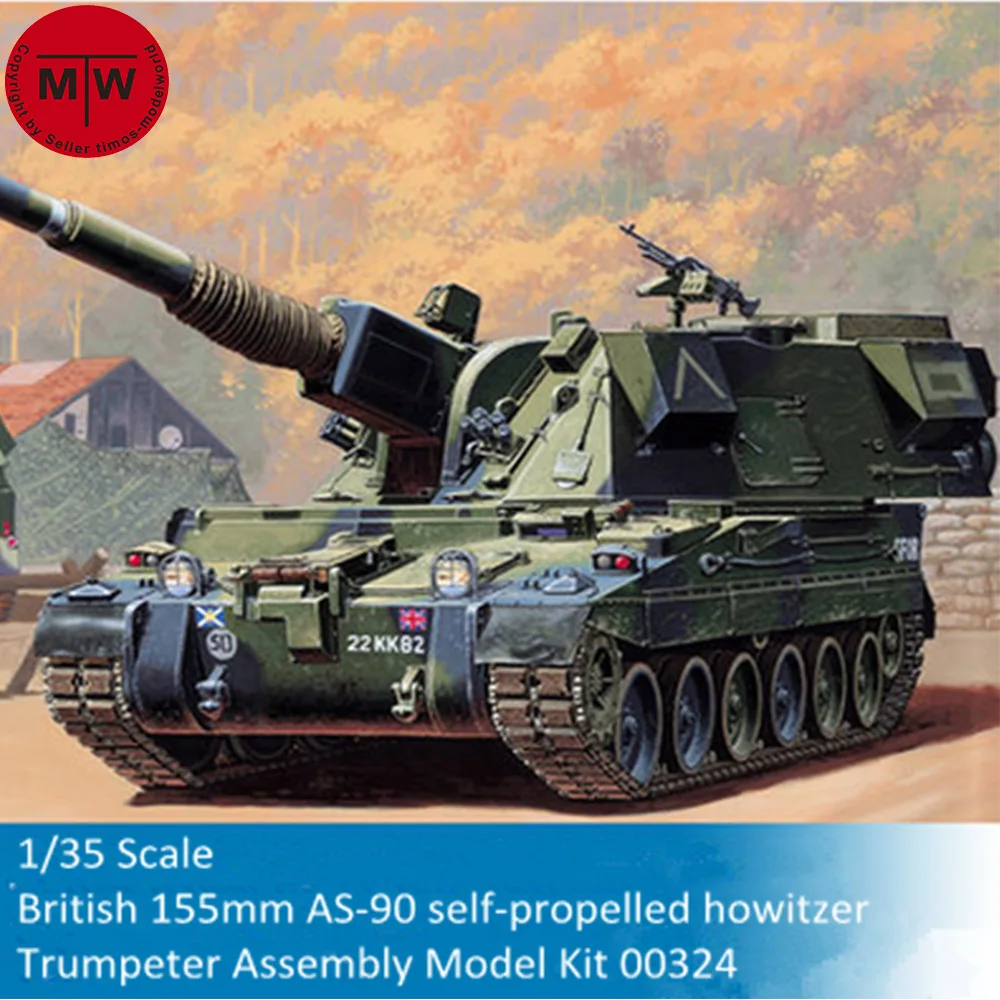 Trumpeter 1/35 Scale British 155mm AS-90 Self-propelled Military Plastic Assembly Model #00324