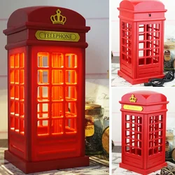 Portable Retro London Telephone Booth  USB Night Light Rechargeable Table Lamp For  Home Bedroom New Year Decor