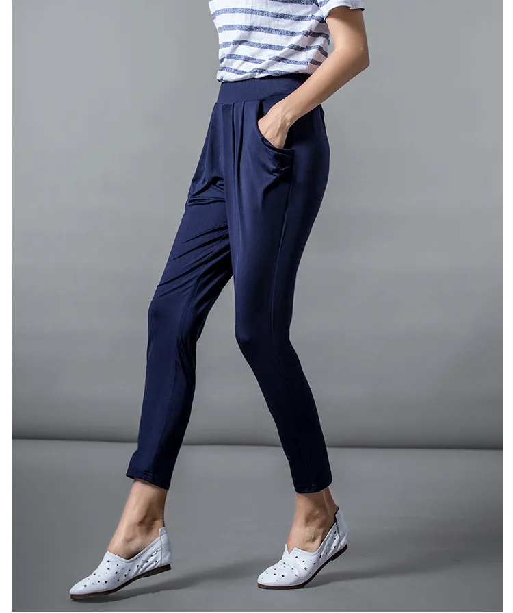 Woman Capris Soft Milk Silk Stretch Harem Pants Female Summer Breeches For Women Leisure Ankle Length Trousers