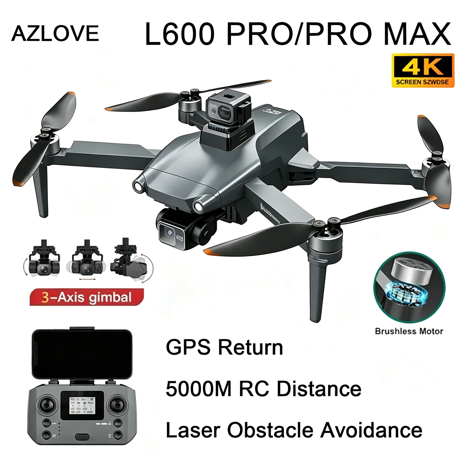L600 PRO / PRO MAX GPS Drone 4K Professional 3-Axis HD Dual Cameras Security UAV Obstacle Avoidance Brushless 5G WIFI Quadcopter