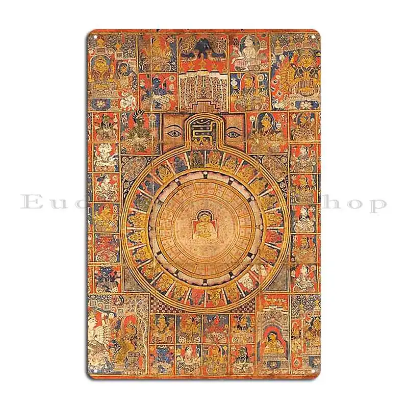 Mandala 114 Jain Cosmic Diagram Gujarat 1500s Metal Sign Designing Printing Design Garage Cave Tin Sign Poster