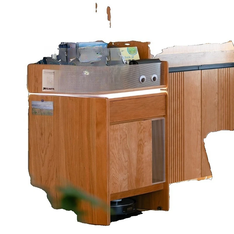 

Solid wood sweeping robot cabinet, porch living room side cabinet storage cabinet, stone shelf