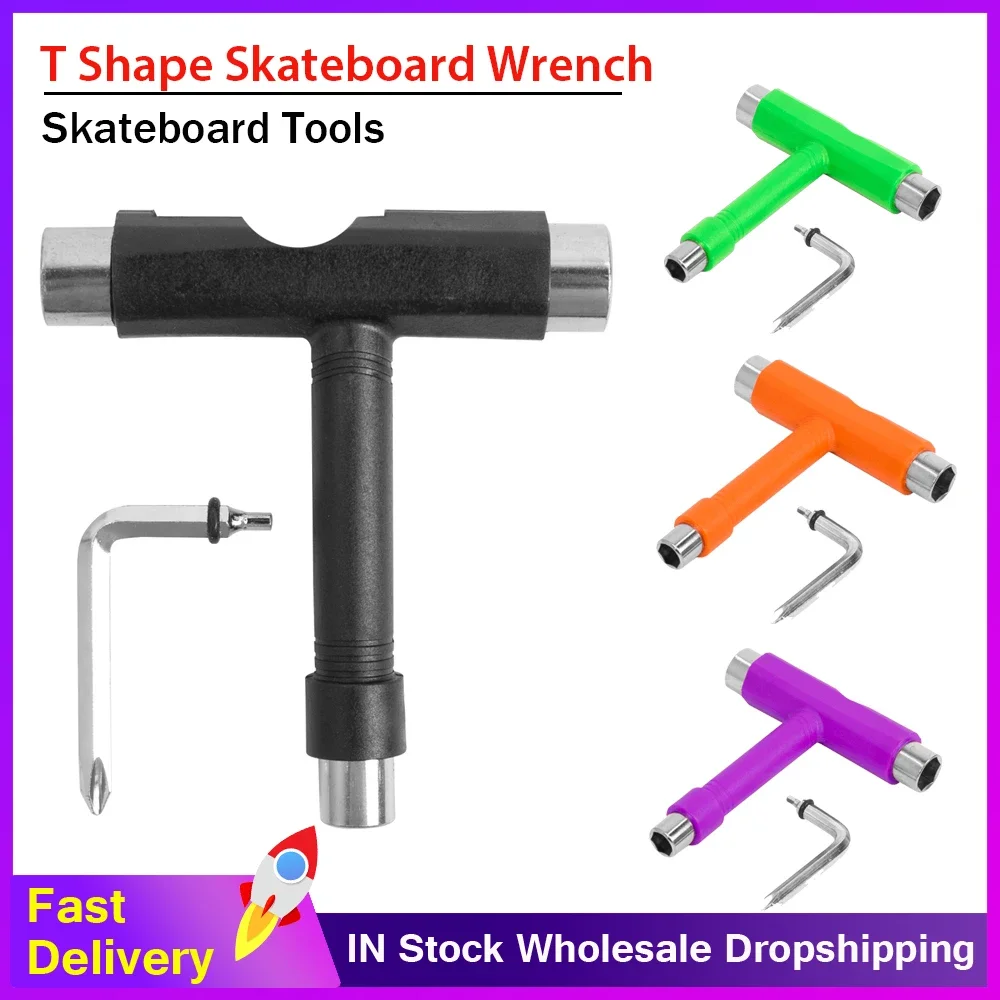 New Professional Skateboard Tools T Type Allen Key Black T Shape Wrench Skateboard Longboard Board Roller Skate Wrench Tools