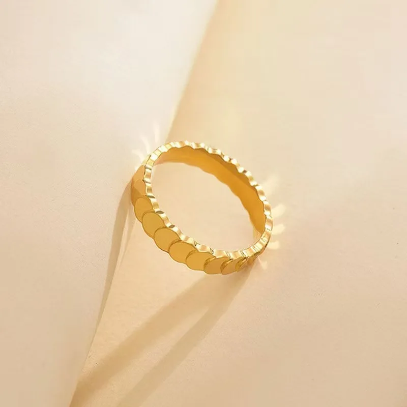 Luxury 24K 9999 Pure Gold real gold Fish Scale Ring Women's Scale Mermaid Ring