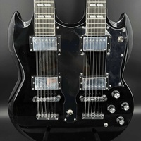 Free Shipping SG Black Electric Guitar Double Headed Rosewood Fingerboard 20 Frets Mahogany Body Material Rosewood Fingerboard