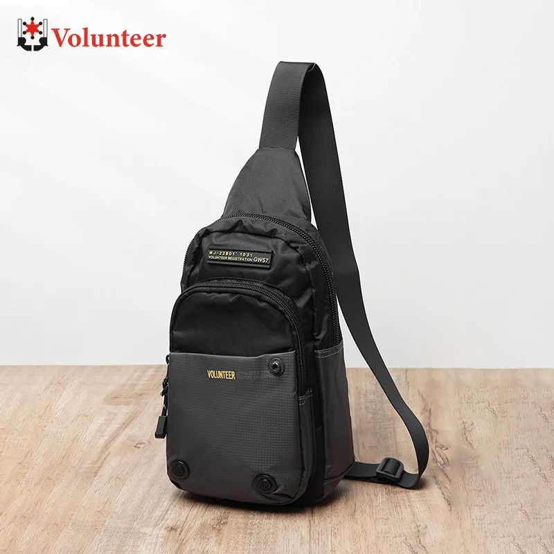 VOLUNTEER Men's Shoulder Bag Waterproof Phone Commuter Chest Bag for Men Casual Trendy Light Weight Crossbody Side Bags 1698-19