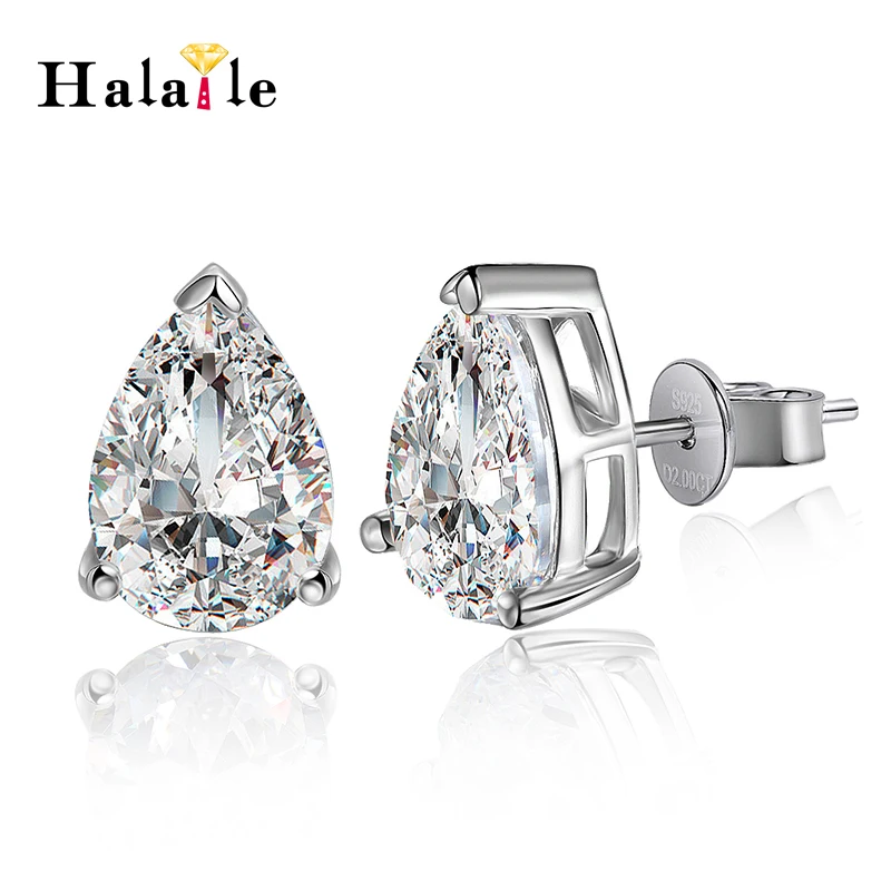 Halaile D Color Pear Cut Moissanite S925 Sterling Silver Water Drop Stud Earrings with GRA Luxury Fine Jewelry Women Trendy Gift