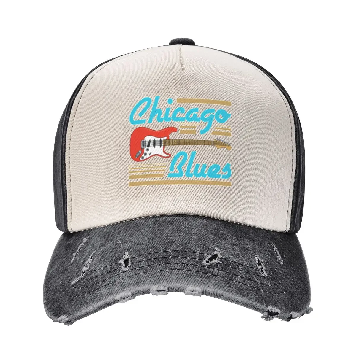 Chicago Blues Musician Guitar Baseball Cap Luxury Man Hat western Hat Icon Wild Ball Hat Women Men's