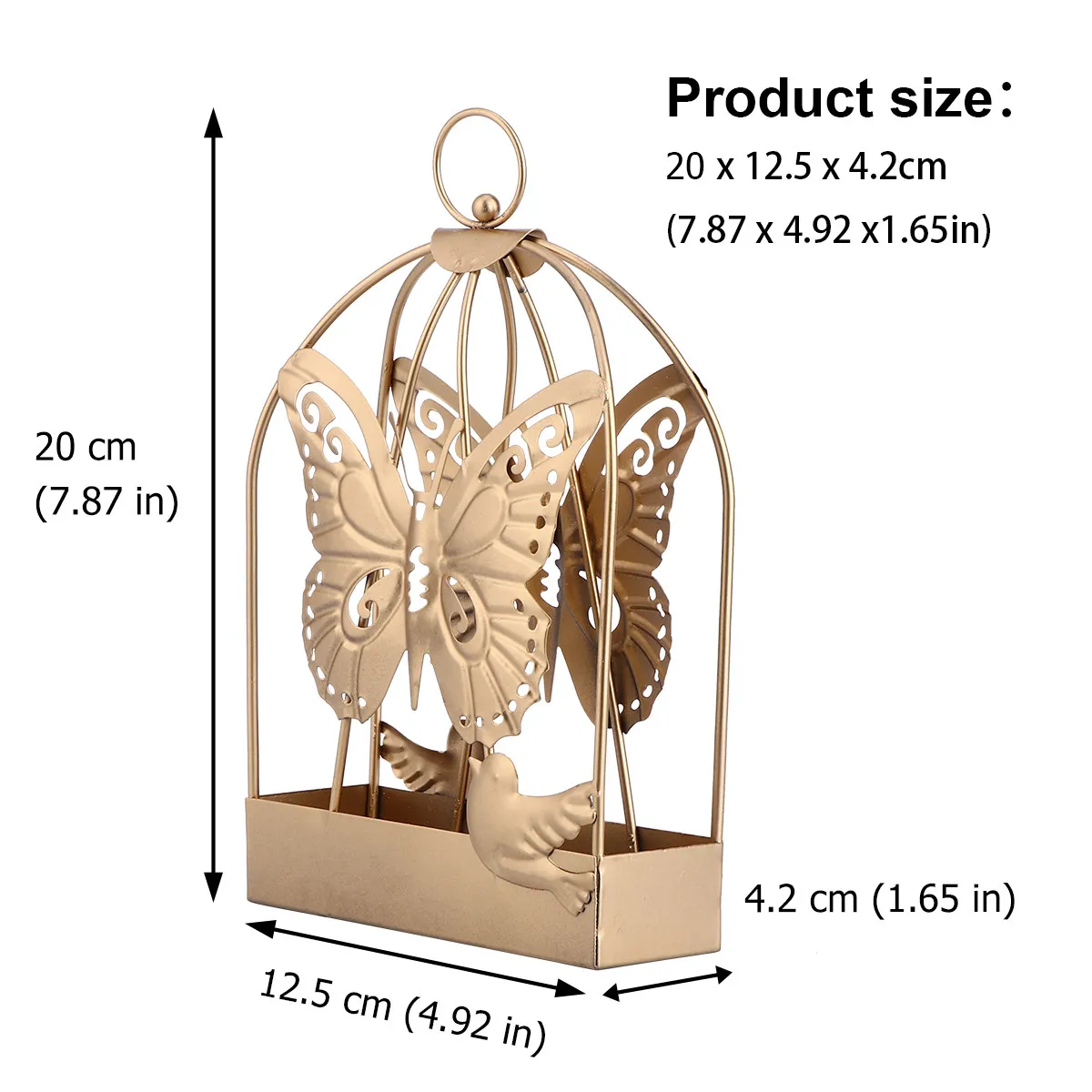 Hanging Incense Burner Golden Iron Bird Cage Holder with Tray for Sandalwood Home Living Room Decor