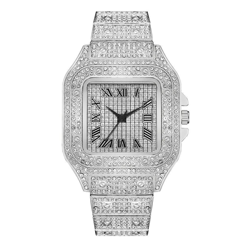 【2024 Luxe Edition】==Roman Numeral Diamond Watch Full Rhinestone Mesh Band Luxury Square Quartz Watch for Women Gift Boxed