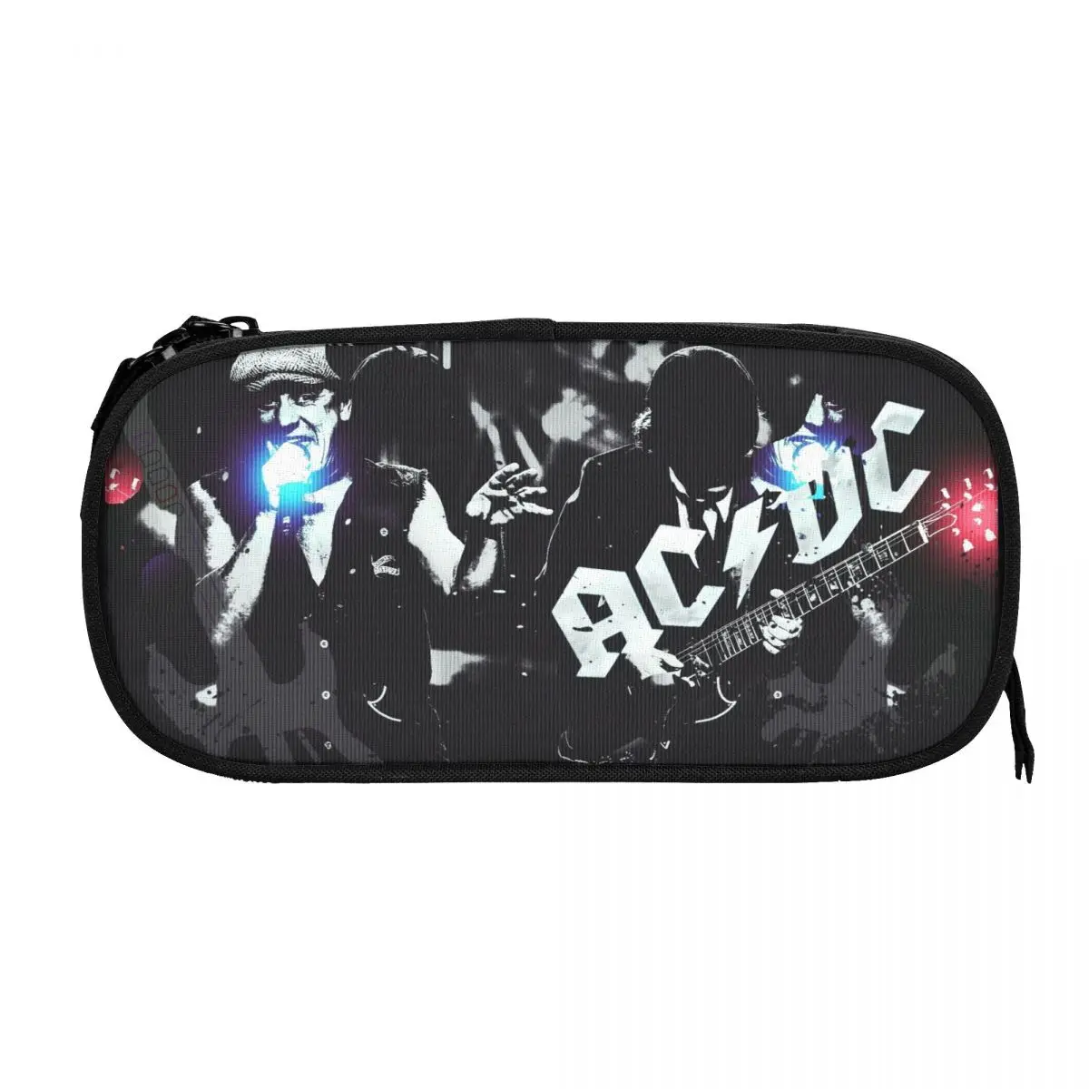 AC/DC Rock Band Big Capacity Pencil Pen Case Office College School Large Storage Bag Pouch Holder Box Organizer