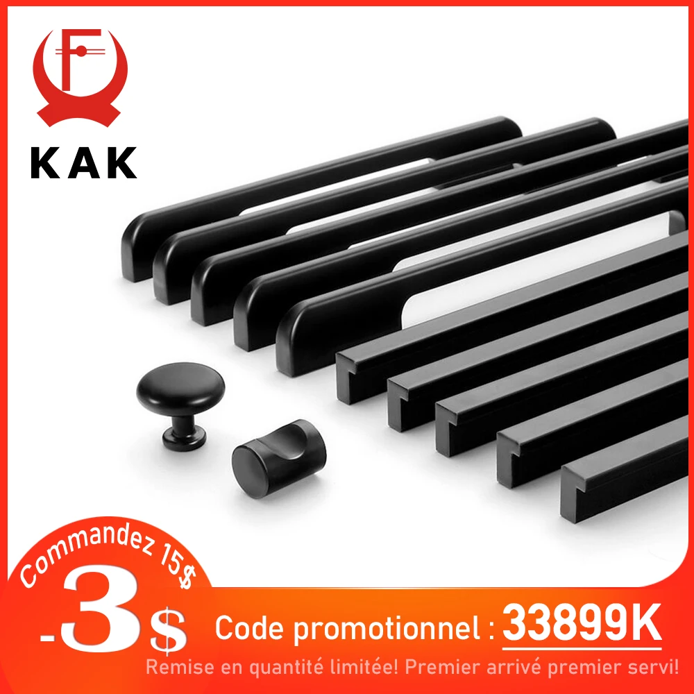 KAK mode noir caché armoire poignées en alliage d'aluminium cuisine poignées placard tire tiroir boutons meubles chambre porte matériel
