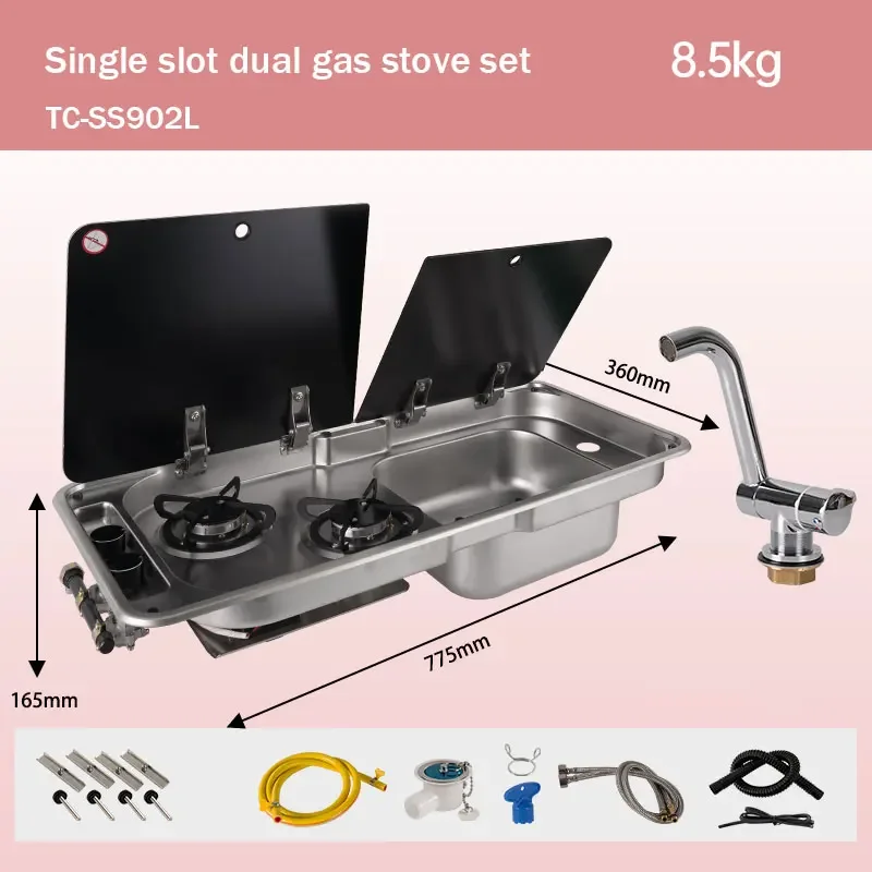 Outdoors Camping Gas Double Stove With Sink Cooker In RV Boat Yacht Caravan Motor Home Kitchen Including Tap And Drainer 904