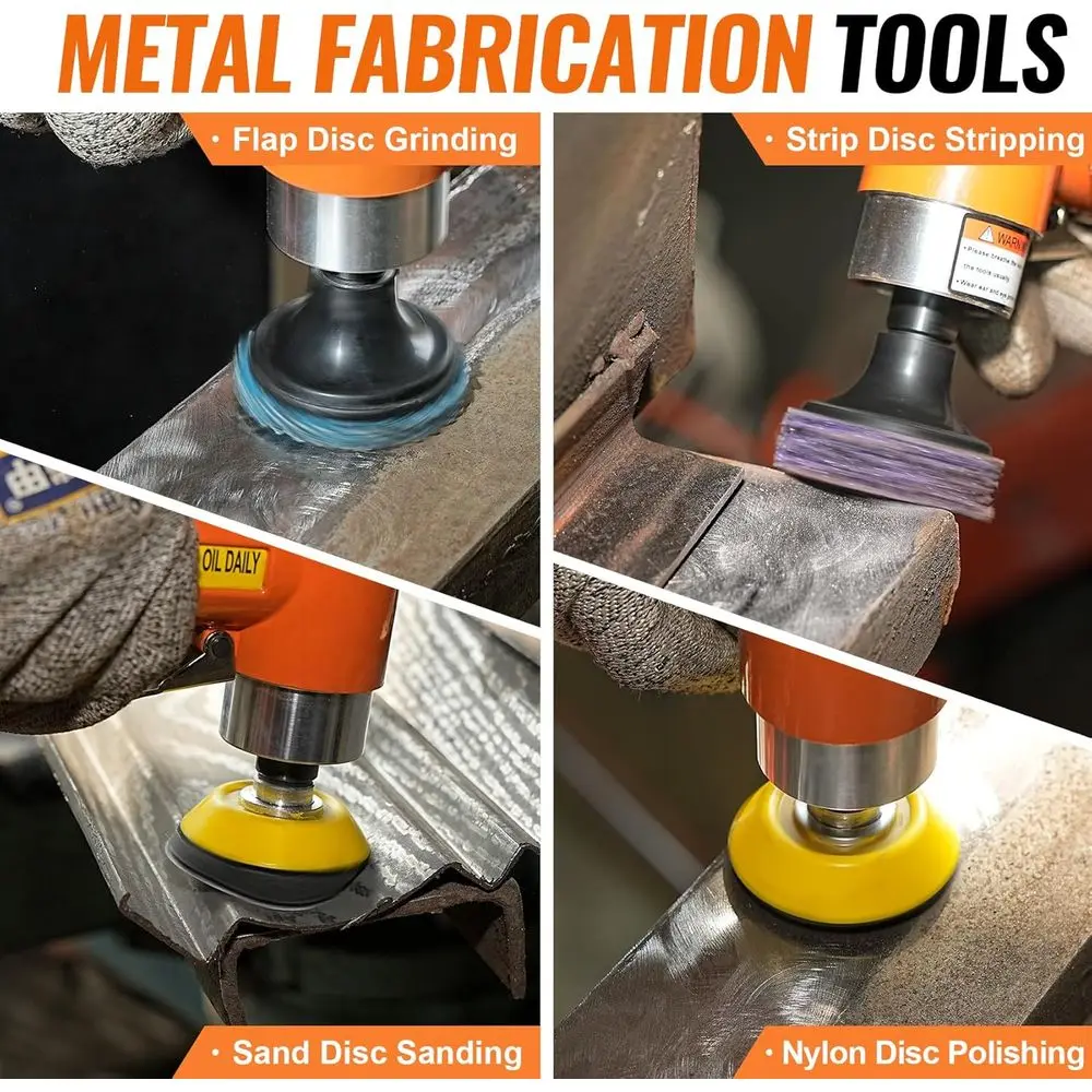 2 Inch Pneumatic Mini Orbital Sander Kit 2-in-1 Air Right Angle Grinder Polisher Kit Surface Prep Tool with 40 Pcs Quick Change