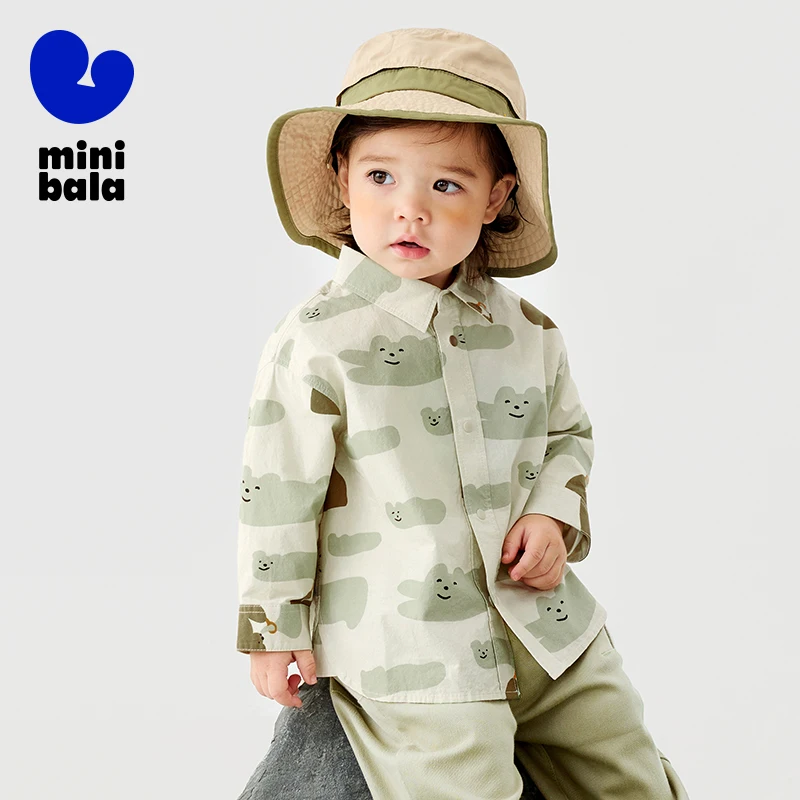 Mini Bala Camisa para niños 2025 Primavera Algodón puro Bebé Top de manga larga para un aspecto elegante