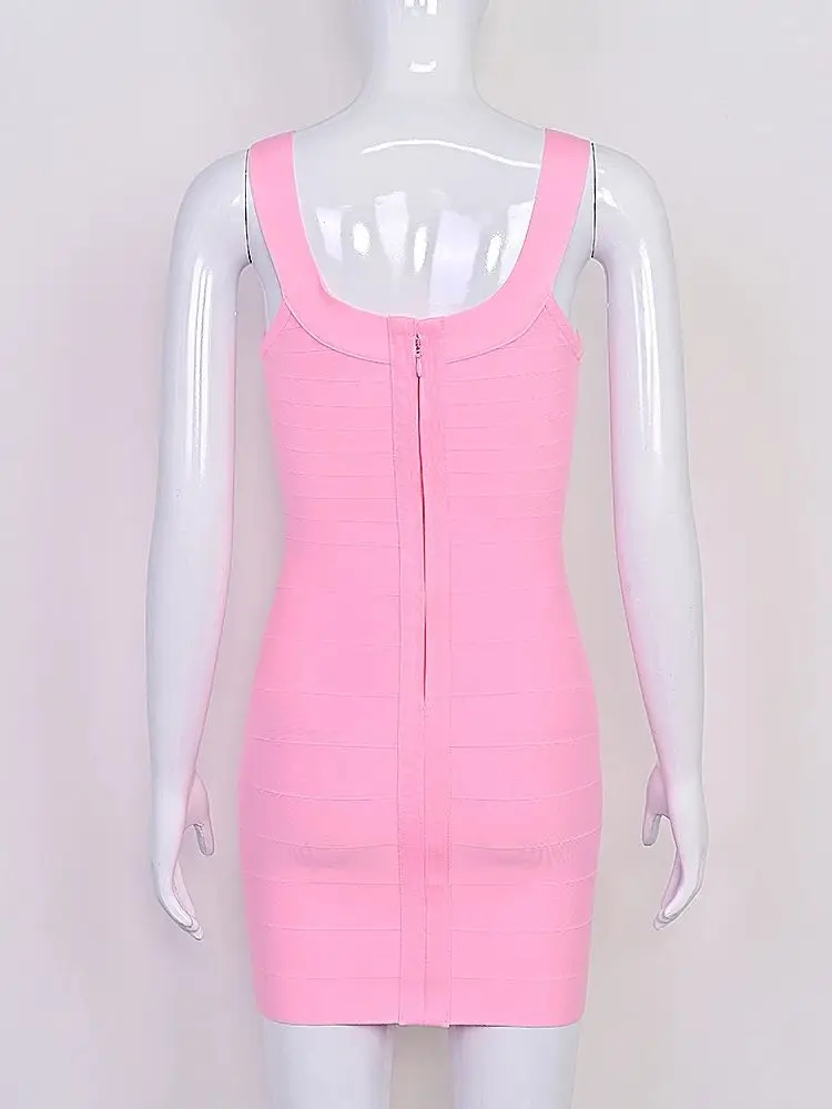 BEAUKEY New Trendy Pink Ginger Bandage Mini Party Dress Women Quality Sexy Bustier Backless Bodycon Dress Club Birthday Dress - Image 6