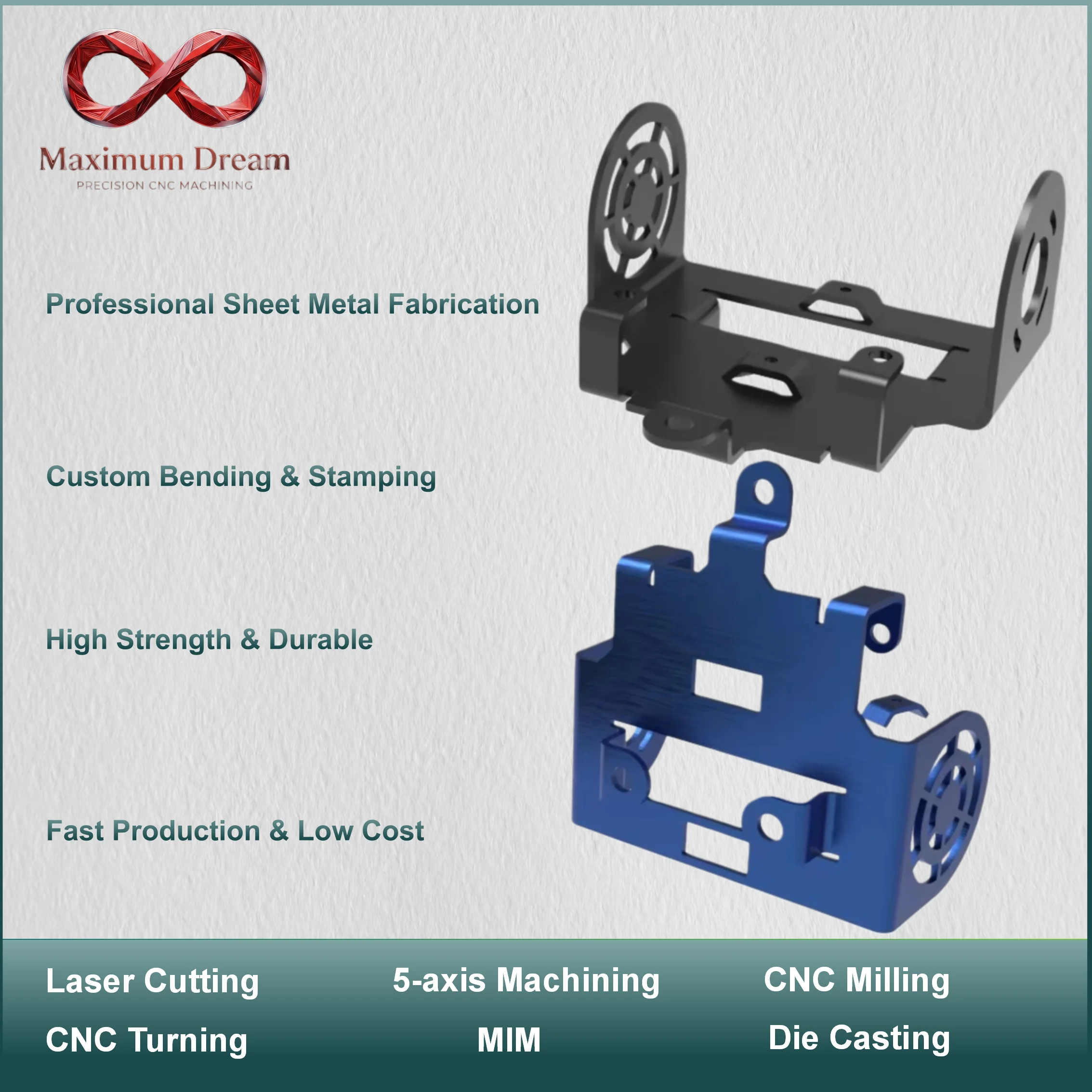 Custom Aluminum Laser Cutting Sheet Metal Bending Fabrication Sandblasted Anodized Electronic Enclosure Box MOQ 1pc