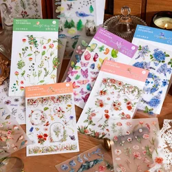 2 Sheets Waterproof Flowers Leaves Butterflies Birds Stickers For Art Journaling Planners Scrapbook Diy Crafts Decoration