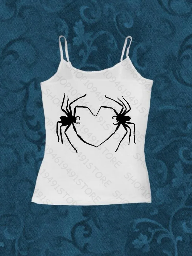 เสื้อครอปท็อปสไตล์โกธิค กรันจ์ พังก์ ฮิปฮอป ร็อค สตรีทแวร์ แคชชวล เซ็กซี่ ยุค Y2K เรโทร ฮาราจูกุ อีโม สาวหวาน แฟชั่นลูกไม้ เสื้อสายเดี่ยว