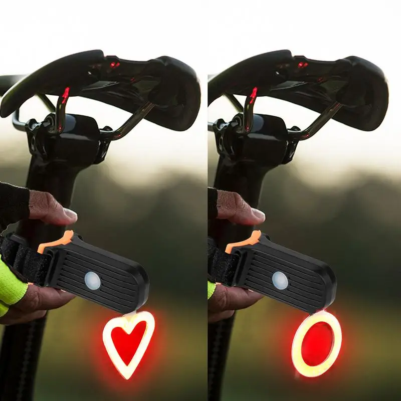 Fanale posteriore per bicicletta fanale posteriore a forma di cuore ricaricabile luce di sicurezza per bici 3 modalità luce spia LED accessori per ciclismo MTB