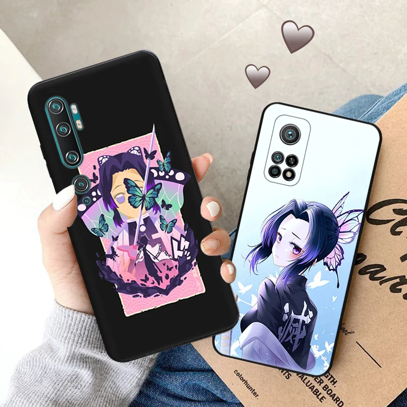 เคสโทรศัพท์ลาย Demon Slayer kochou Shinobu สำหรับ Xiaomi 12 Pro 12X12T 13 redmi Note13 13C 12S 12C เคส Note12ไลท์สีดำ